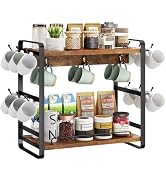 IBUYKE Coffee Bar Station Countertop Organizer,2 Tier Kitchen Mug Cup Holder Stand,Wooden Coffee ...