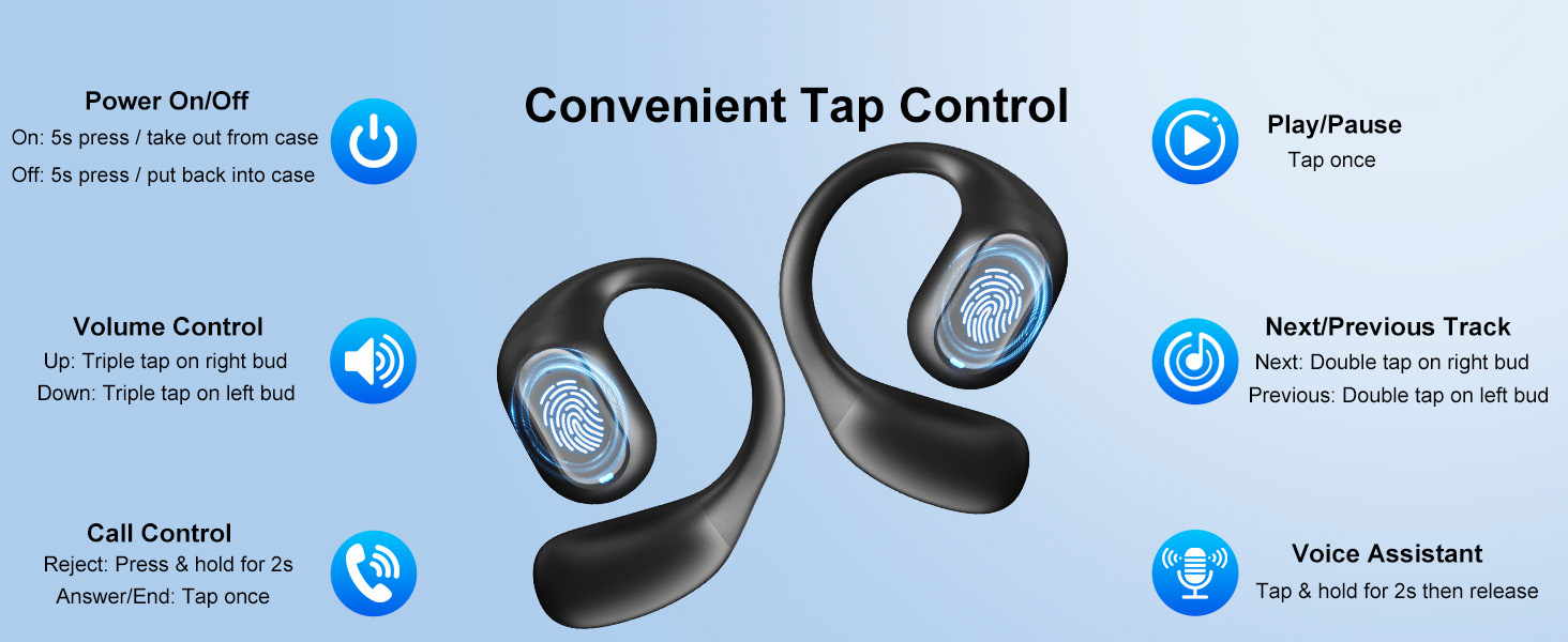 open ear earbuds with control