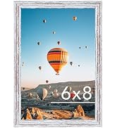 JCJMY 6x8 Picture Frame Rustic White for Wall Hanging or Tabletop, Wall Mounting Horizontally or ...