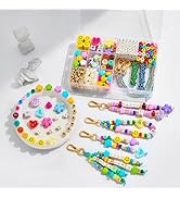 MINIMISSMIANYC 421PCS Beaded Keychain Making Kit for Women,Acrylic Heart Star Flower Letter Alpha...