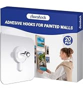 Aweshock Picture Hangers Without Nails, Wall Hangers Without Nails,20 Packs Picture Hanging Hooks...