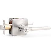 GOBEKOR 1 Pack Brushed Nickel Door Handle Interior Door Handle with Lock Privacy Door Handles Nic...