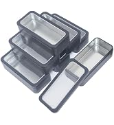 7 Pieces Rectangular Metal Empty Tins Containers, Black + Clear Window | 5.9 x 2.75 x 1.57 inches...
