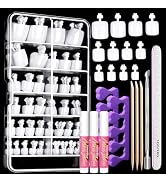 Teenitor White Press on Toenails for Women with Nail Glue, 120pcs White Toe Nail Press ons Acryli...