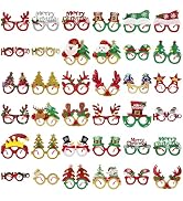 GoosWexmzl 36 Pcs Christmas Glasses Frames, Christmas Tree Santa Reindeer Glitter Eyeglasses, Hol...