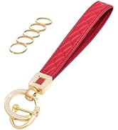 OHKYOOT Microfiber Leather Wristlet Keychain,Wrist Keychain Car Key Chain with 5 Key Ring and Ant...