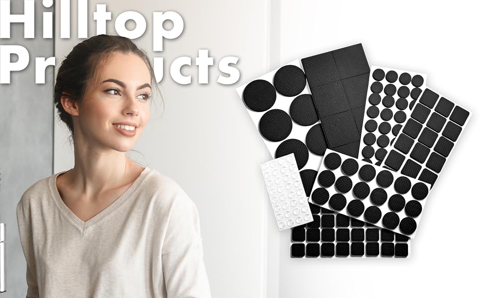 148 Black Non-Slip Furniture Pads Self Adhesive, Noise Reducing Durable Felt Pads