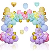 KAWKALSH 219Pcs Rainbow Balloons Garland Arch Kit Different Sizes Latex Balloons Assorted Pastel ...