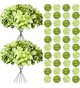 Cherica 50 Pcs Faux Green Mix Hydrangea Artificial Flowers Bulk, Fake Silk Hydrangea Flowers Head...