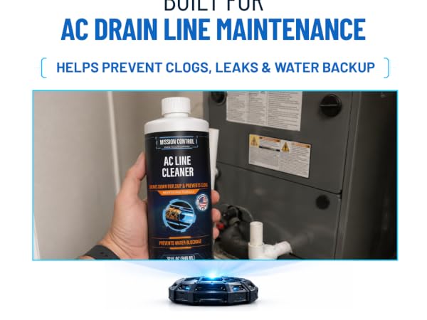 Easy no-mix AC line cleaner unclogs condensate drains and prevents AC water overflow