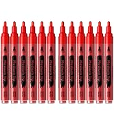 TECADA 12 Red Paint Pens - Permanent Acrylic Paint Markers, Waterproof Quick-drying Water-based M...