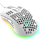KUIYN 383 Ultralight Wired Gaming Mouse, Lightweight Honeycomb Shell, 4 RGB Breathing Backlit Mic...