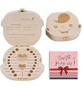 Baby Tooth Box by NASHRIO - Wooden Kids Keepsake Organizer Gift for Baby Teeth, Cute Children Too...