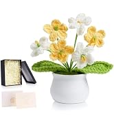 ZHIYUXI Yellow Crochet Gifts for Women Teacher Mom Wife Crochet Flower Handmade Forget Me Not Flo...