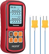 Proster Digital Thermocouple Temperature Thermometer Dual Channel - with Two K-Type Thermocouple ...
