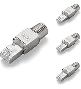 VCELINK RJ45 Cat6A Connectors Tool-Free Reusable Shielded Ethernet Termination Plugs for 23AWG SF...