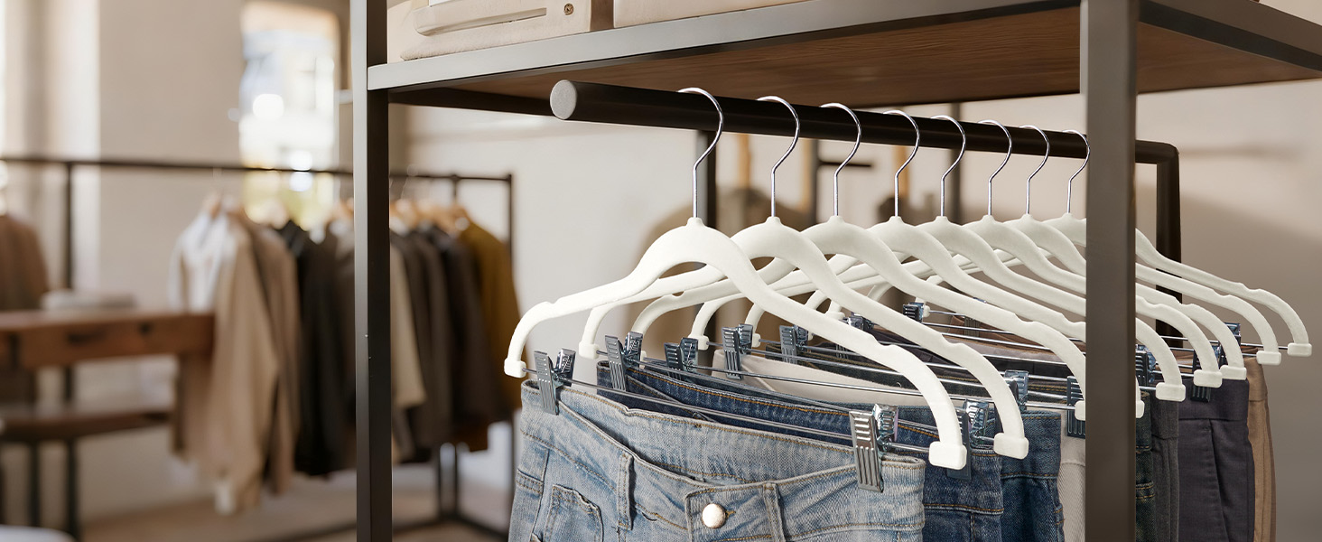 White Velvet Hangers for Jeans