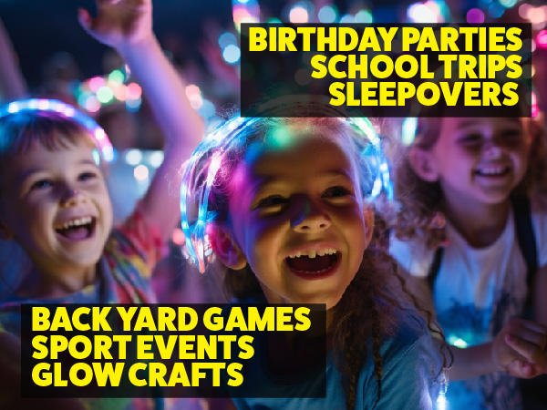 KIDS LOVE GLOW STICKS. GREAT FOR PARTIES, CRAFTS, SCHOOL EVENTS
