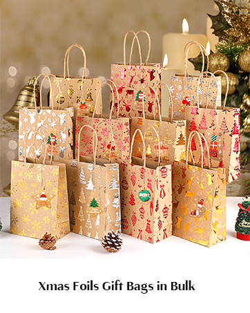 Xmas Paper Foils Gift Bags in Bulk