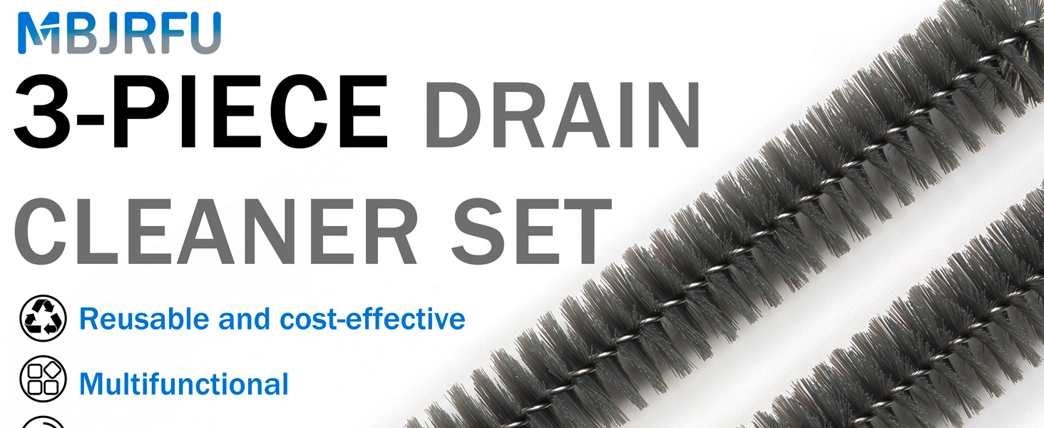 Drain Brush and Drain Snake Cleaner Tools Set, Flexible Drain Hair Remover Tool
