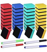 SIQUK 36 Packs Colorful Whiteboard Eraser Dry Erase Erasers (1.97 x 1.97 Inches) with 4 Pieces Dr...