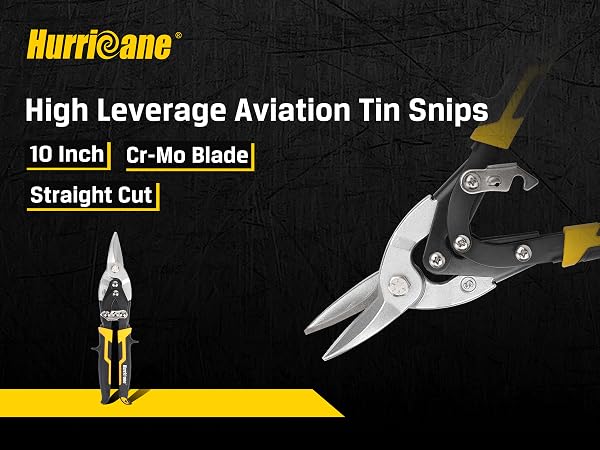 HURRICANE 10 Inch Aviation Tin Snips, Cr-Mo