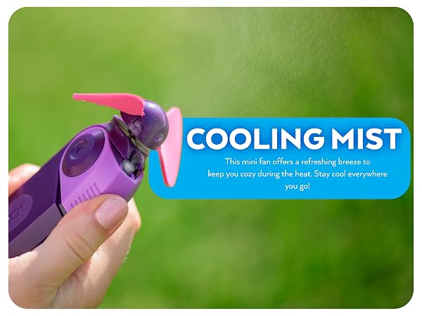 O2Cool Sport Carabiner Misting Fan Purple Cooling Mist Outside