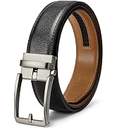 SKiporty Mens Belt Ratchet Belts Dress Casual Leather Belt for Men With Slide Adjustable Click Bu...