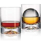 JBHO Hand Blown Crystal Double Old Fashioned Cocktail, Solid Whiskey Glasses, Rocks Glasses, Lowb...