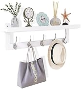 SMIBUY Coat Hooks with Shelf Wall-Mounted, 29.2 Inch Entryway Coat Rack for Wall, Bamboo Hanging ...