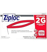 Ziploc Double Zipper Bags, 2 Gallon, Clear, Case Of 100