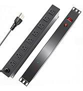 8-Outlet 1U Rack Mount PDU Power Strip, 2000J Surge Protection, 6ft Cord 14AWG Cord – PDU Power S...