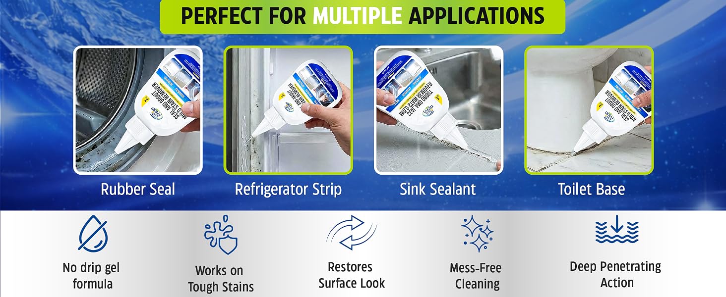 multiple applications like rubber seals, refrigerator strips, sink seals, and toilet bases.