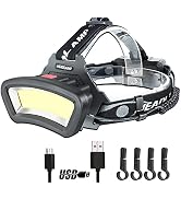 DARKBEAM COB Floodlight Headlamp USB Rechargeable with Red Light, 2000 Lumen LED Headlight - Car ...