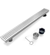 Elefloom Offset Linear Shower Drain, Shower Drain 24 inch with Removable Grate Cover, Professiona...
