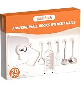 Aweshock Wall Hooks for Hanging, 20 Packs Heavy Duty Wall Hook 13 lbs Load Max,Waterproof & Oilpr...