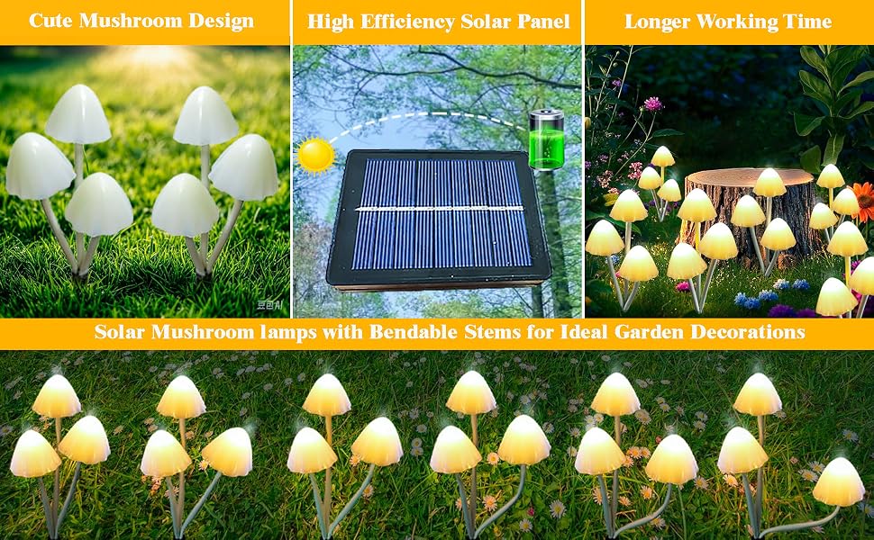 Cute mushroom solar lights