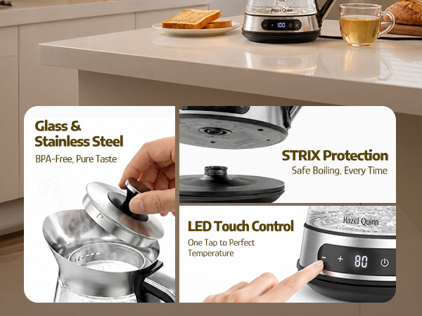 Hazel Quinn Glass And Stainless Steel Electric Kettle