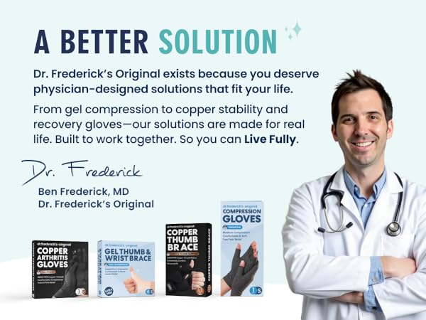 doctor with product lineup including gel wrist splint for carpal tunnel and neutral wrist brace