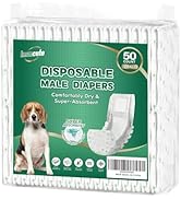 IMMCUTE Dog Diapers Male 50 Ct, Small Szie, Disposable Male Dog Wraps with Wetness Indicator, Adj...