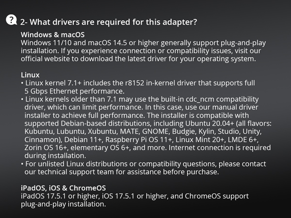 Driver Support Information for Windows macOS and Linux Systems with Easy Installation