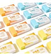 Smilo Pencil Erasers, 24 Count - Latex-Free Soft Block | 3 Colors, Won't Tear Paper, Smudge-Free,...