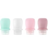 starfa lab 4 Pack 1oz Silicone Travel Bottles Leak Proof Squeeze Bottles For Toiletries Shampoo C...