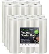 Vacuum Sealer Bags For Food: 12 Pack 6 Rolls 11"x20' + 6 Rolls 8"x20' Commercial Grade BPA Free B...