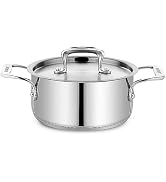 Stainless Steel Stockpot with Lid 2 Quart, Durable 18/8 Stainless Steel, Impact-Bonded Base for E...