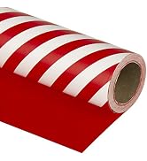 WRAPAHOLIC Reversible Wrapping Paper - Red and Stripes Design for Birthday, Holiday, Wedding, Bab...