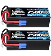 Nihewo 4S Lipo Battery 2Packs 15.2V High Voltage Lipo Battery 7500mAh 100C Hard Case with EC5 Plu...