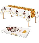 OHOME 3 Pack Thanksgiving Tablecloth Disposable - Fall Thanksgiving Party Supplies Disposable Pla...