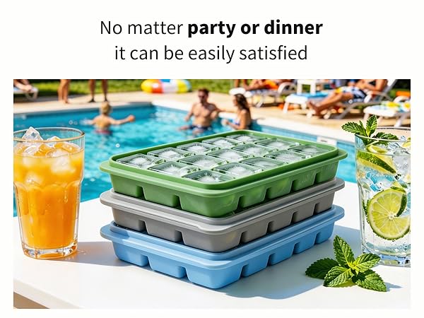 Ice Cube Trays for Freezer Lids for Baby Food, Whiskey, Cocktail, Coffee, BPA Free