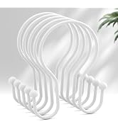 AmazerBath Shower Curtain Hooks, Shower Curtain Rings White, Simple Double Hook Shower Curtain Ho...
